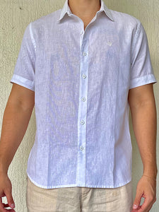 Camisa Manga Corta en Lino Blanca